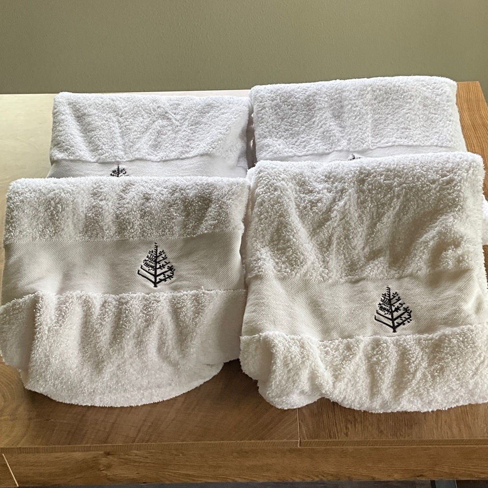 Four Seasons White Embroidered Beach Towels